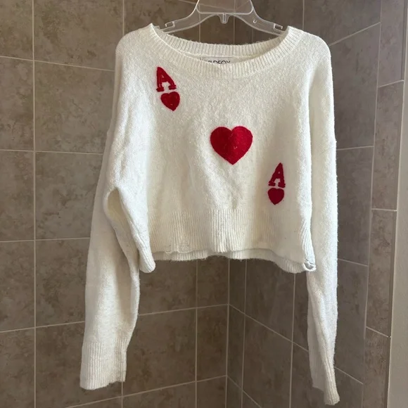 Wildfox Ace Of Hearts Sweater, Sz Small - Picture 2 of 7